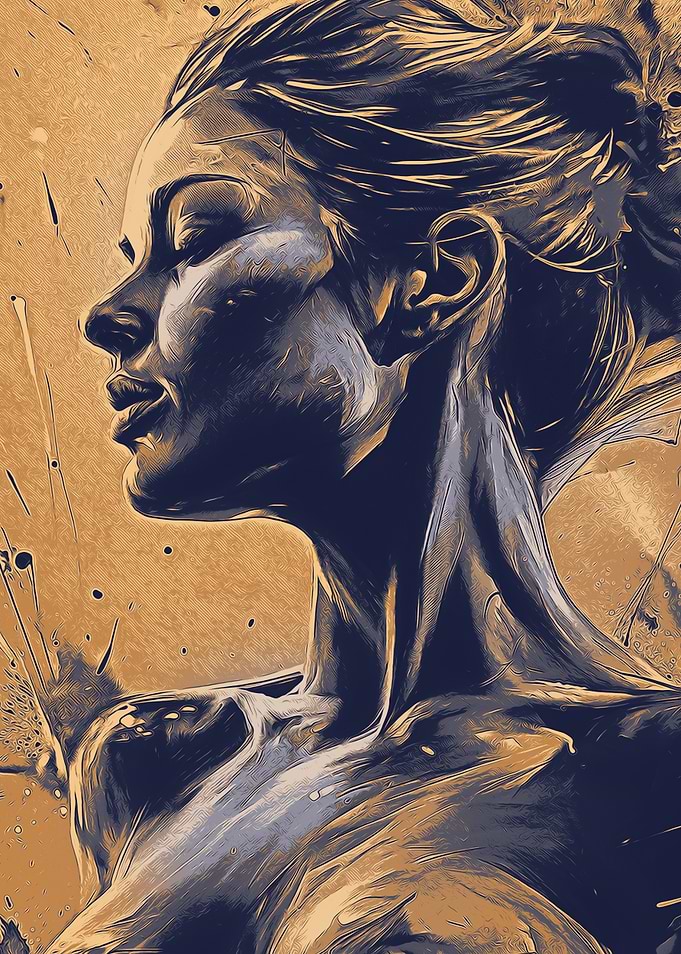 Woman in Blue and Gold