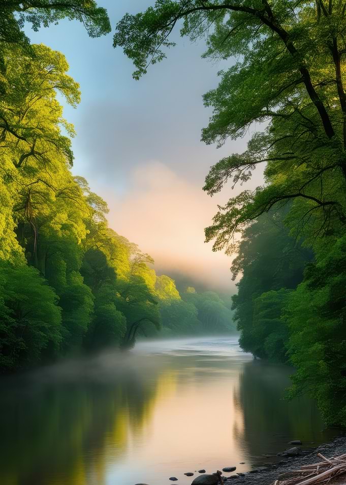 Misty River Sunrise