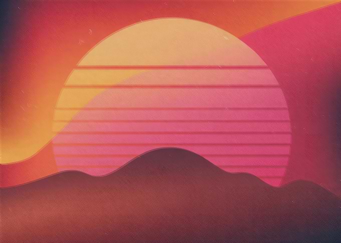 Retro Sunset Landscape