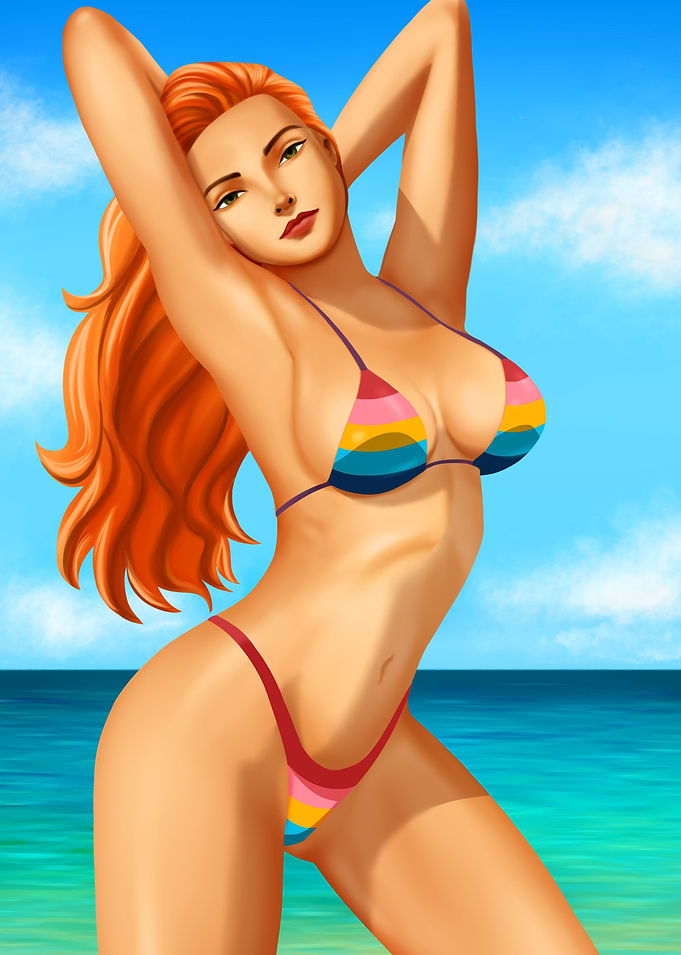 Woman in Rainbow Bikini