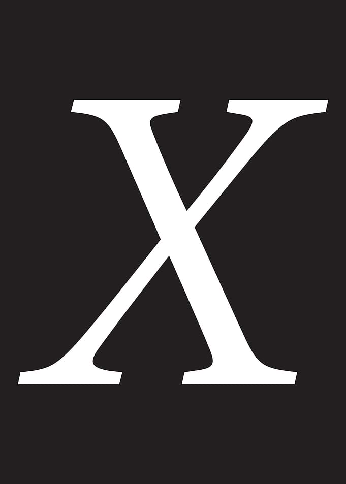 White Letter X on Black