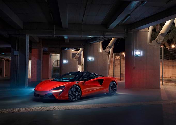 Red Sports Car in Garage
