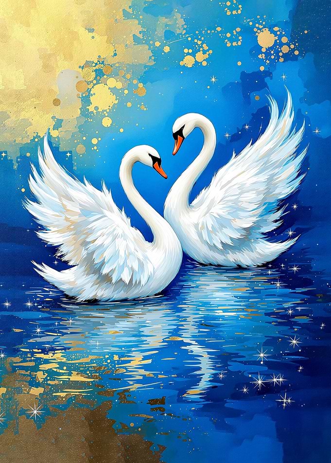Two Swans in Love Art