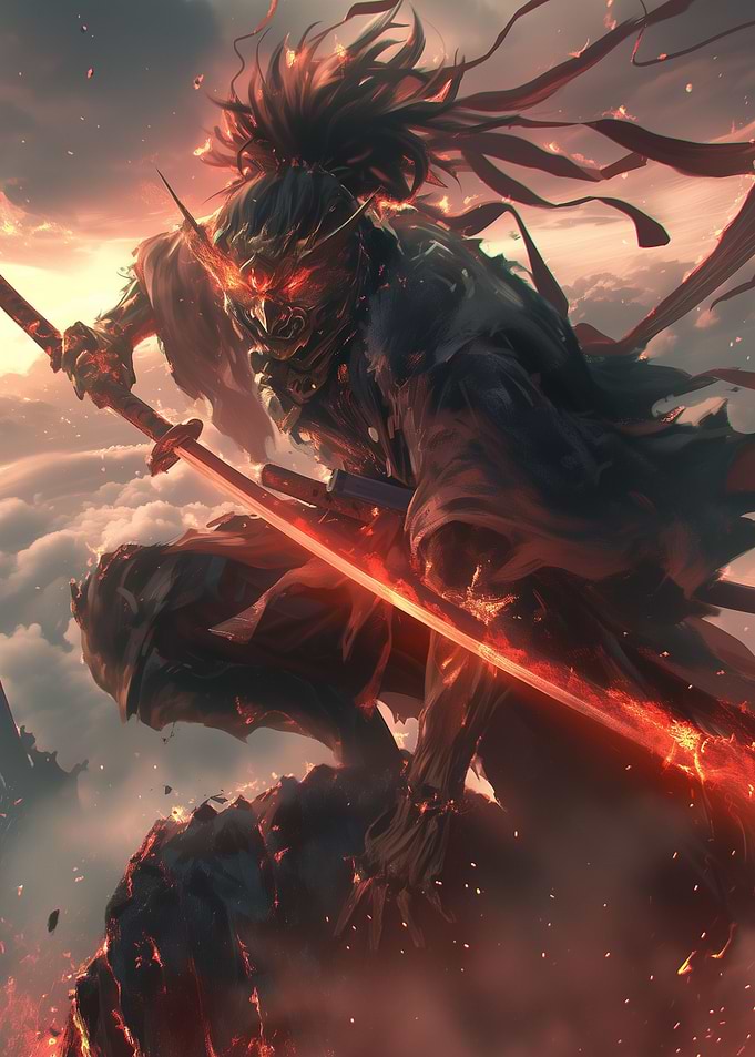 Fiery Samurai Warrior
