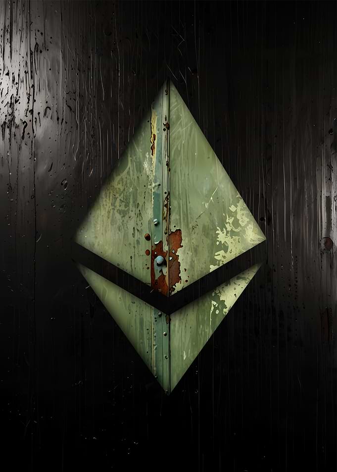 Ethereum Logo on Rustic Metal