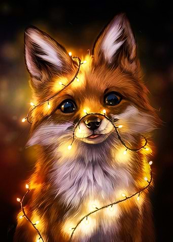 Fox with Fairy Lights