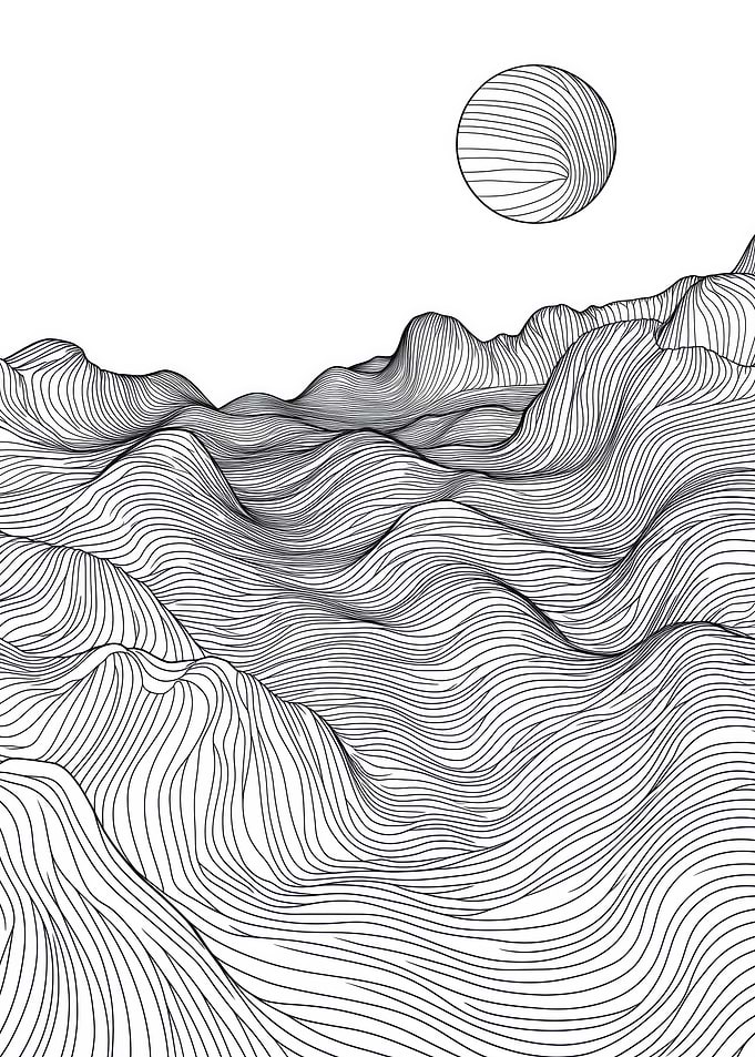 Abstract Line Art Landscape