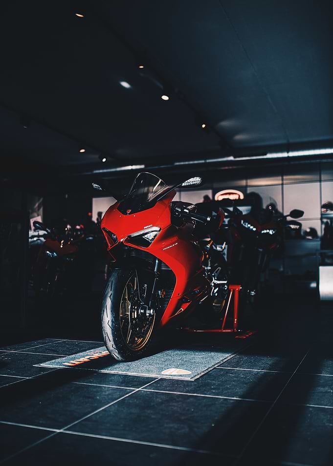 Red Sportbike in Garage