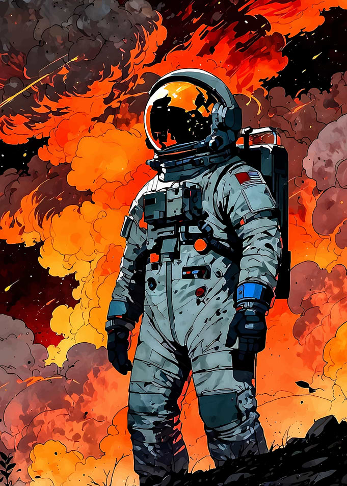 Astronaut in Fire