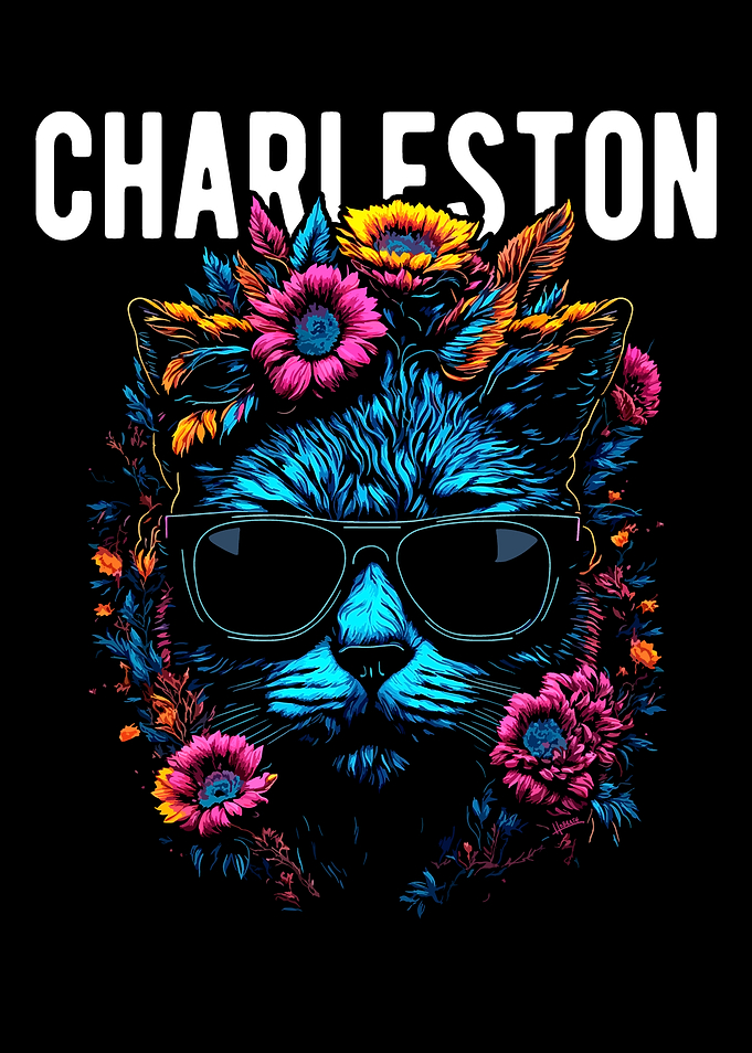 Charleston Cat with Flowers