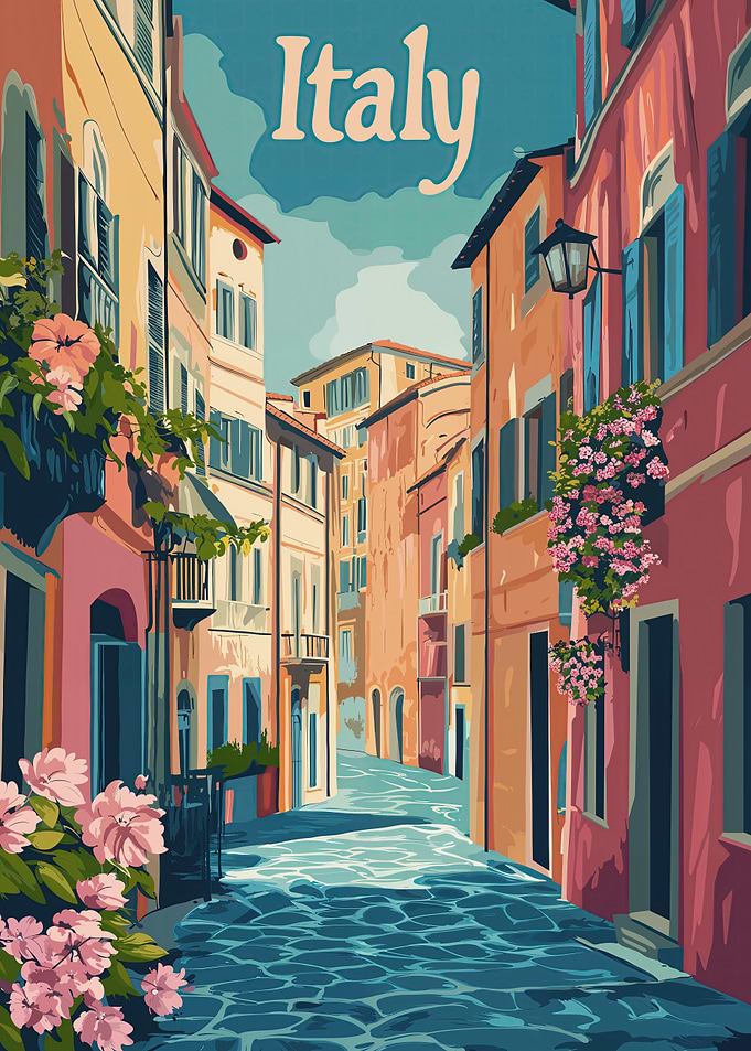 Italy Street Scene Poster