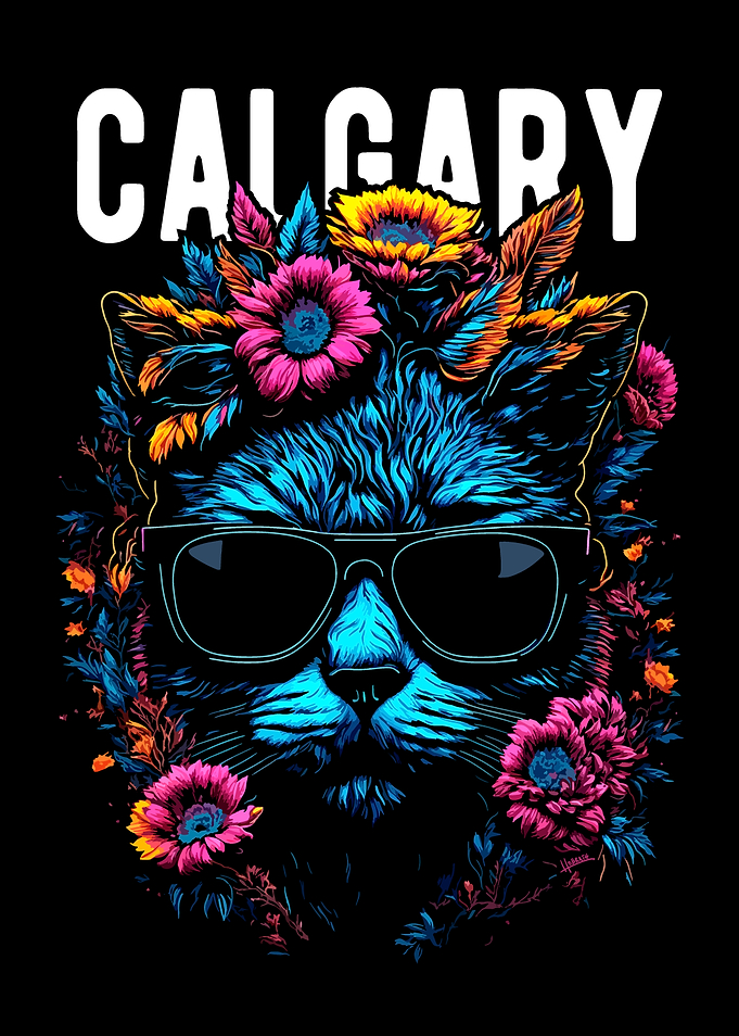 Calgary Cat with Flowers