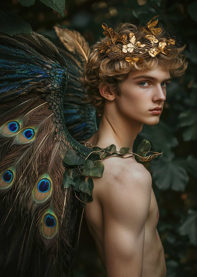 sexy man - Peacock Angel Portrait