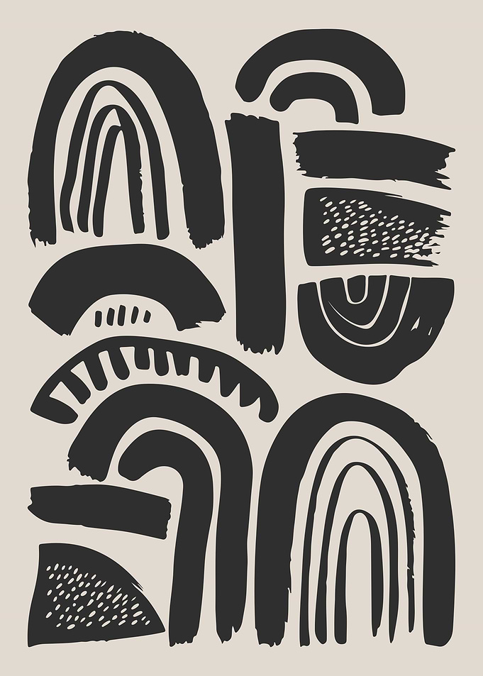 Bold Abstract Arch Patterns in Black and Beige