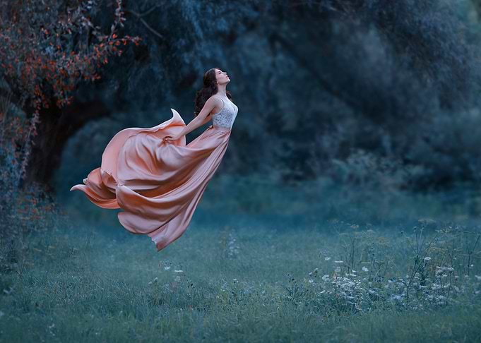 Woman in Flowing Dress