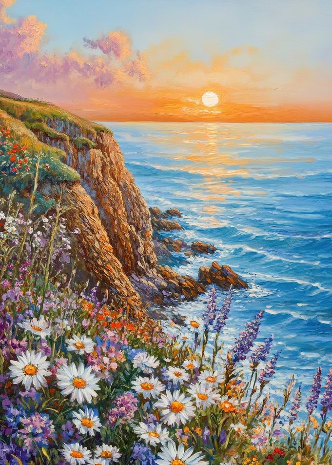 Sunset Coastline Painting