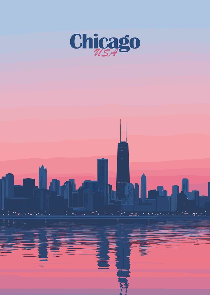 Chicago Skyline Sunset