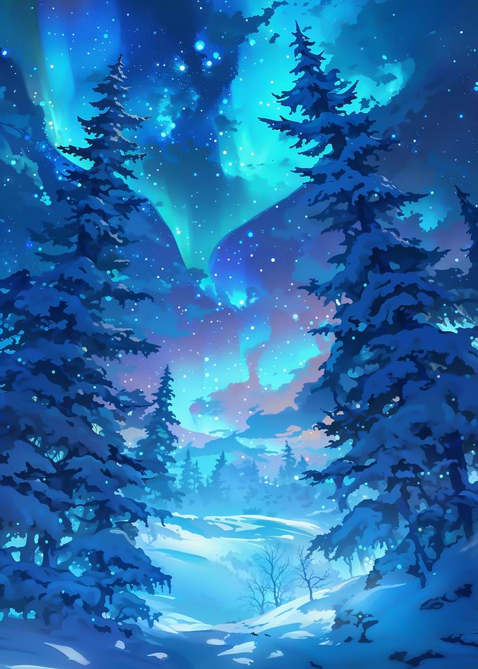 Northern Lights Pine Forest