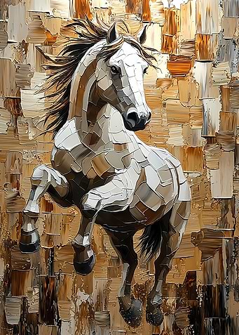 Galloping Horse in Dynamic Impasto Style