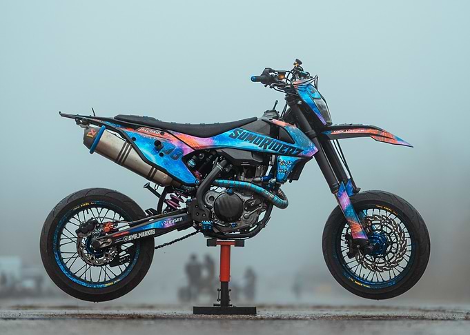 Custom Motorcycle with Galaxy Design