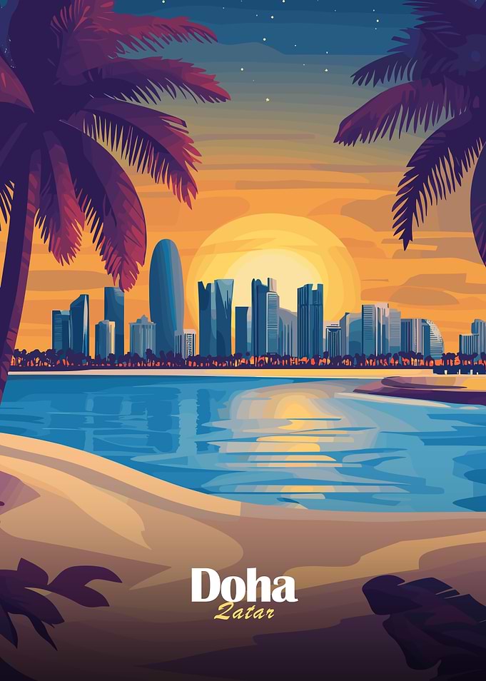 Doha Skyline Sunset
