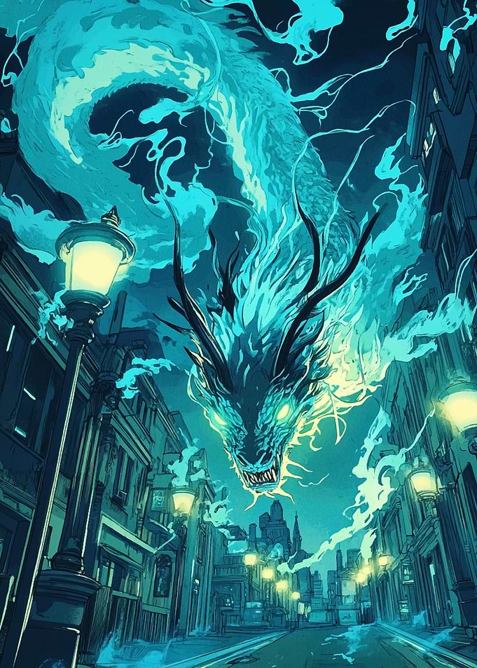 Blue Dragon in City