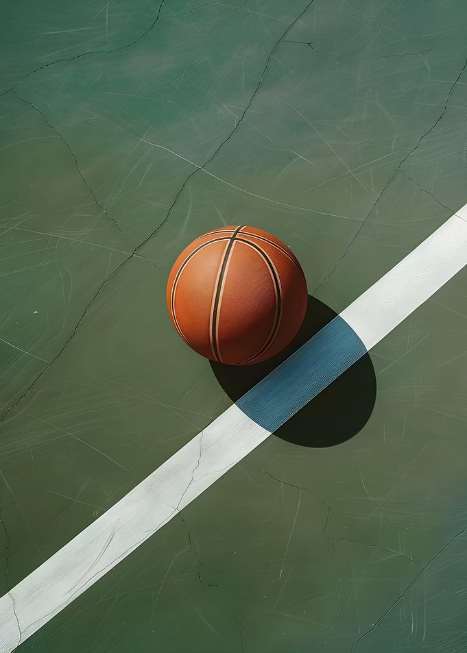 Basketball on green Court