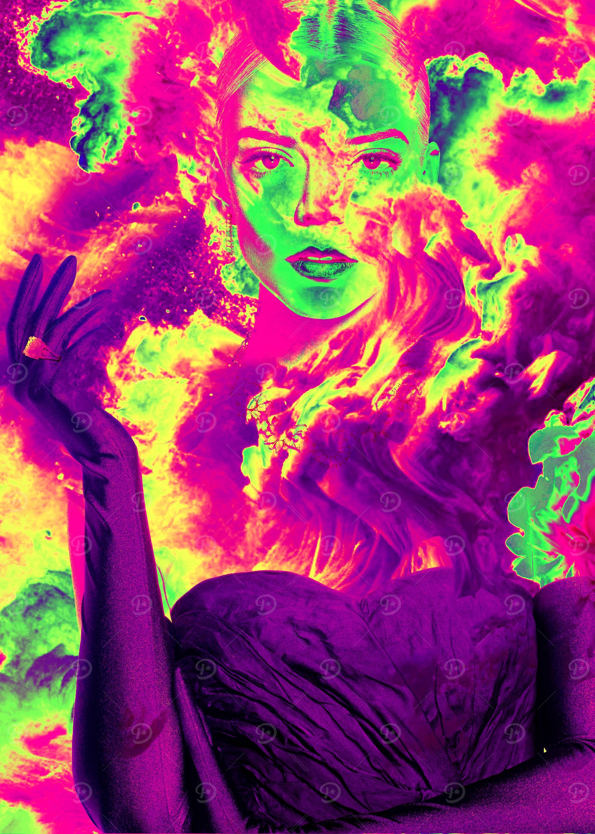 Woman in Fiery Haze