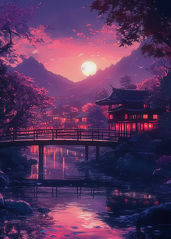 Japanese Village Sunset