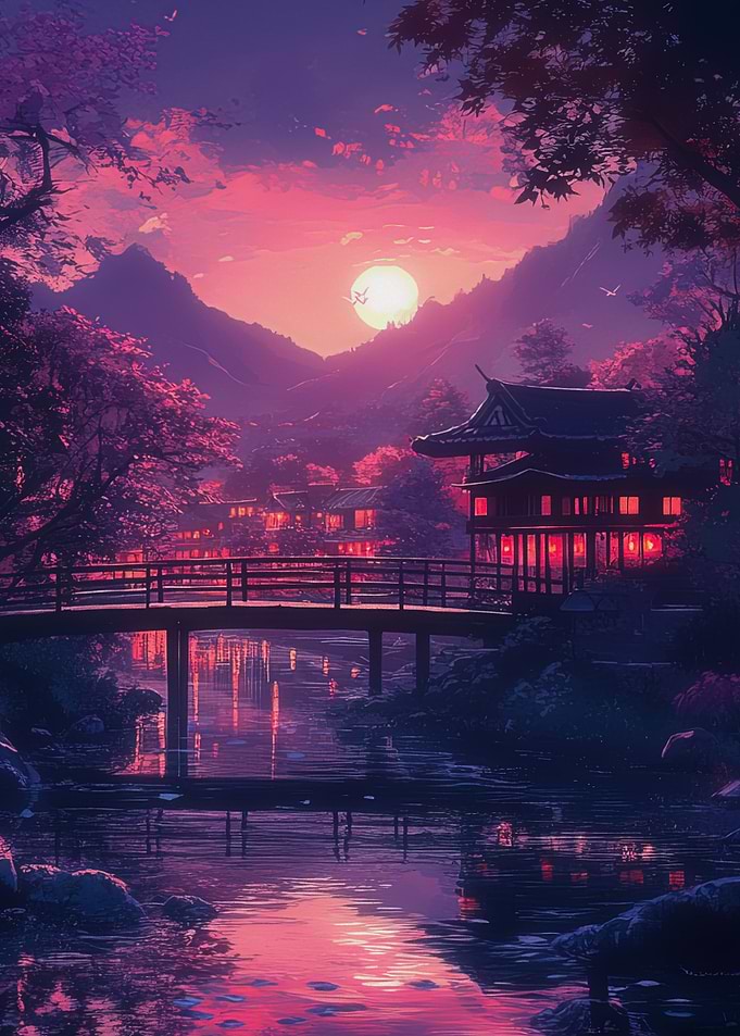 Japanese Village Sunset