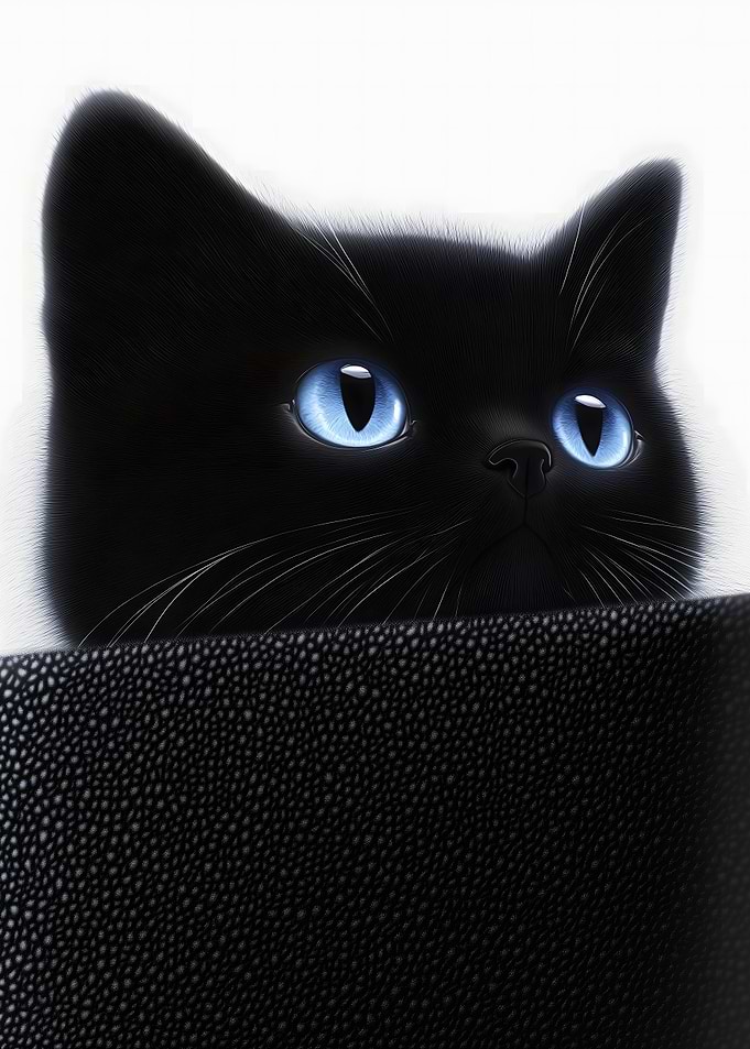 Black Cat with Blue Eyes