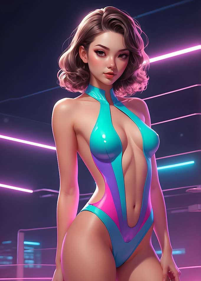 Cyberpunk Woman in Neon Lights