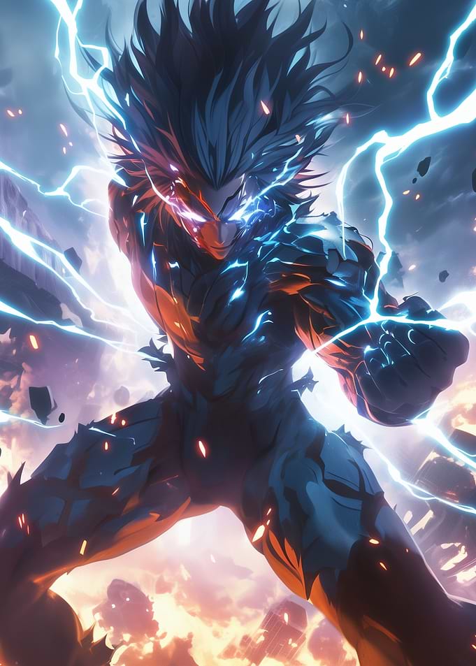 Anime Superhero with Lightning