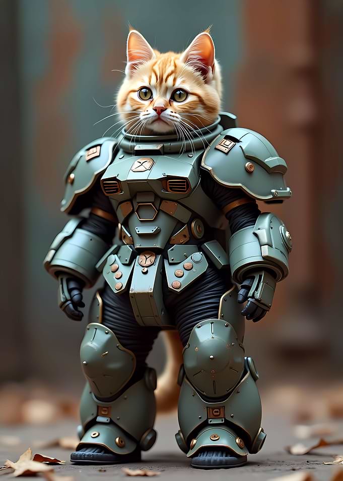 Funny Cat in Power Heavy Battle Armor