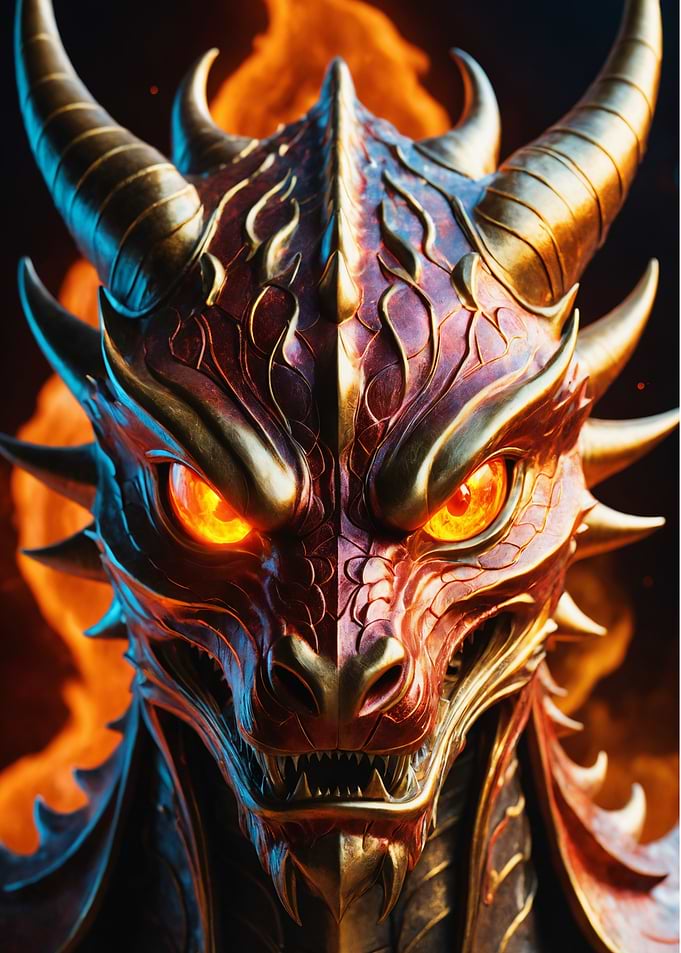 Fiery Metallic Red Dragon Mask
