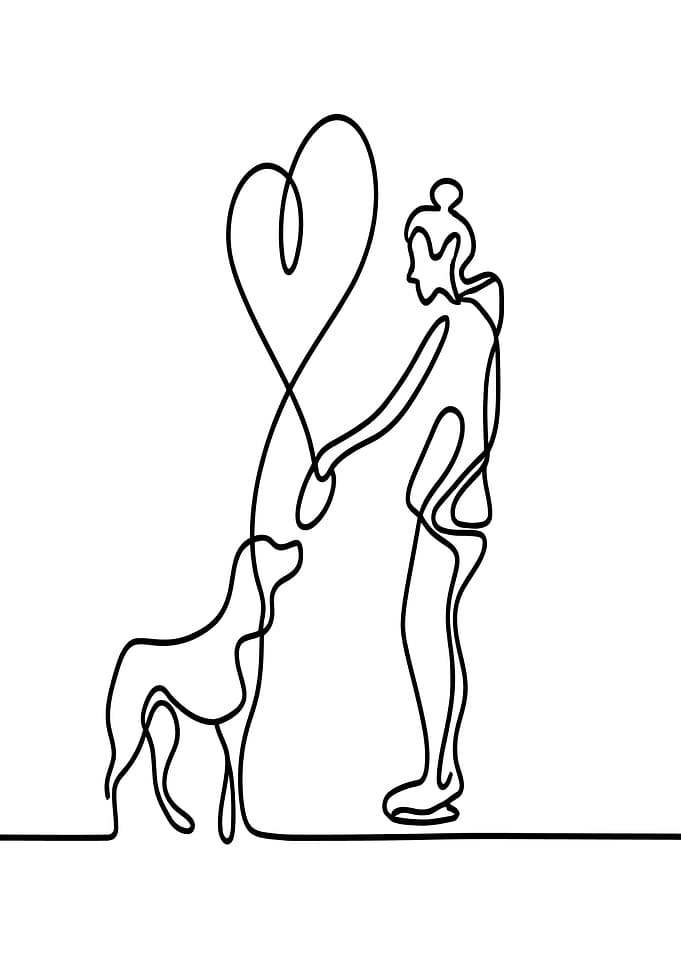 One Line Dog and Owner