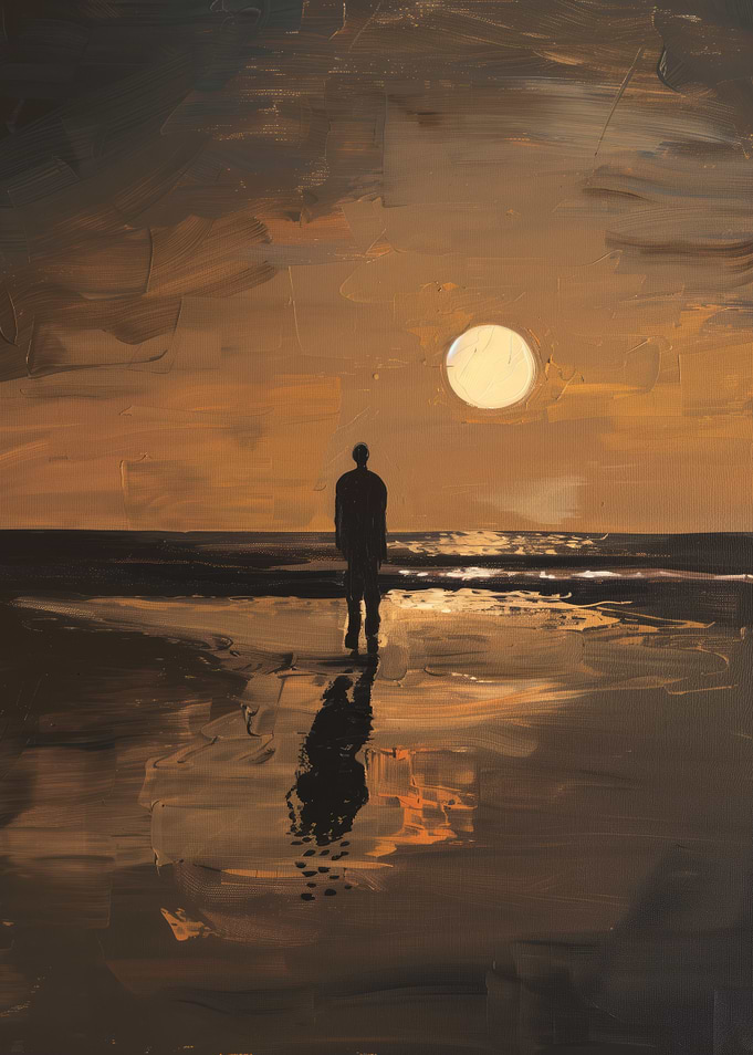 Solitary Figure at Sunset