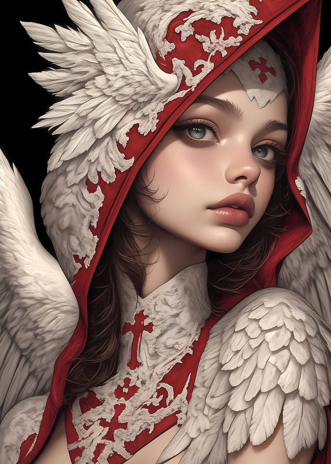 Angelic Woman in Red Hood