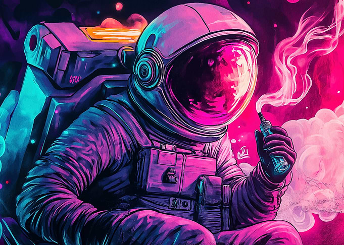 Astronaut Vaping in Space