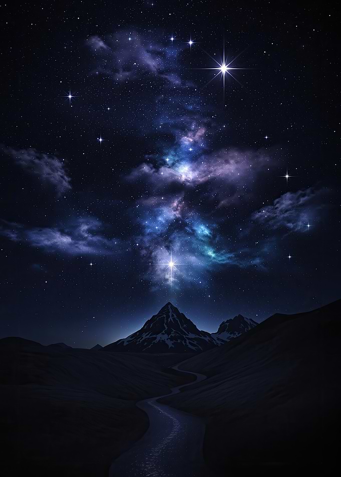 Mountains and Starry Sky