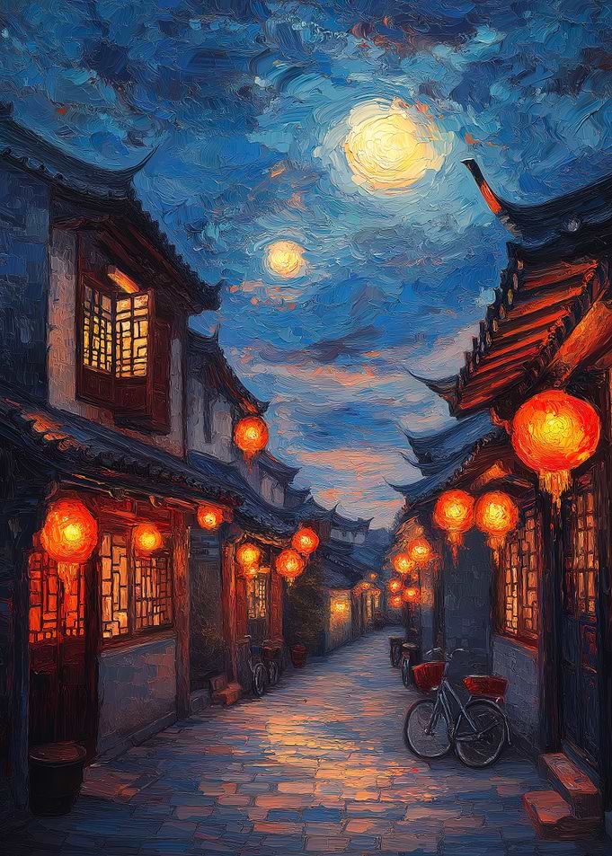 Moonlit Chinese Alley