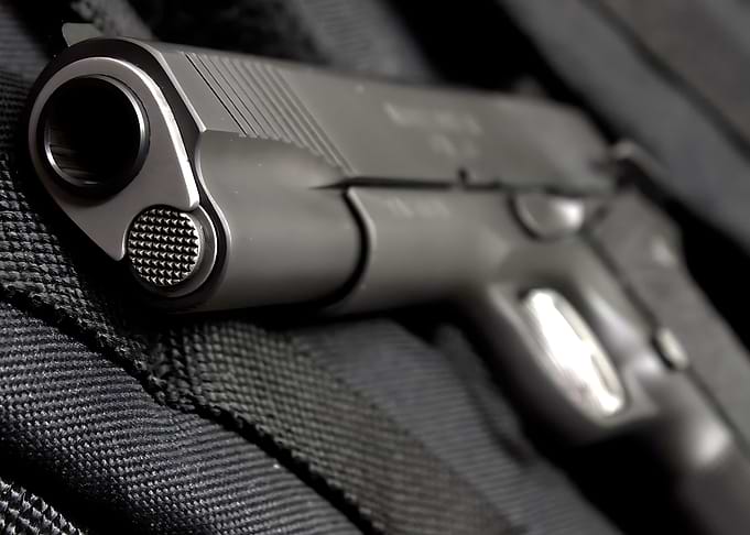 Black Handgun Close-Up