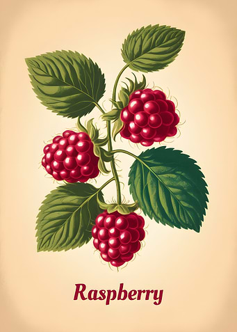 Raspberry Branch Illustration