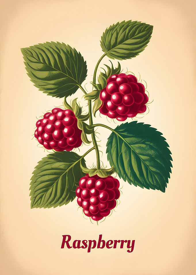 Raspberry Branch Illustration