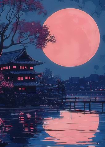Japanese Moonlit Landscape