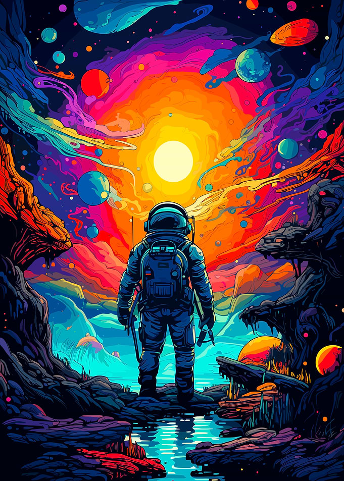 Astronaut in Cosmic Landscape