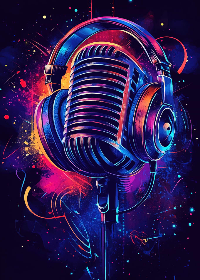 Retro Microphone with Headphones
