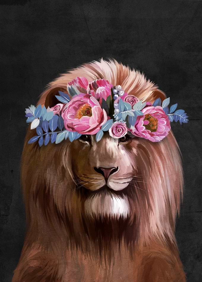 Lion with Flower Crown