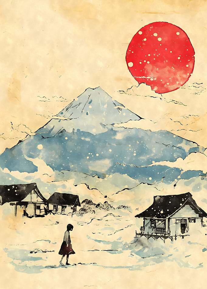 Japanese Mountain Village Landscape