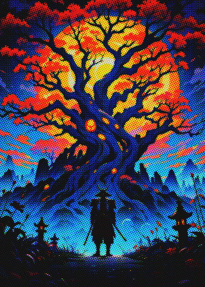 Samurai Under a Giant Tree